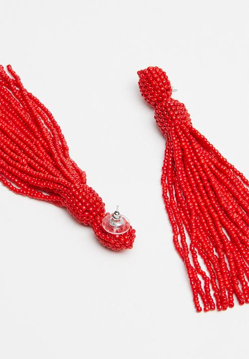 Superbalist - Vibie tassel earrings - red
