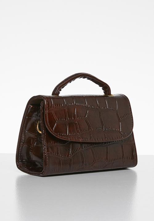 Superbalist - Croc like leather handbag - brown