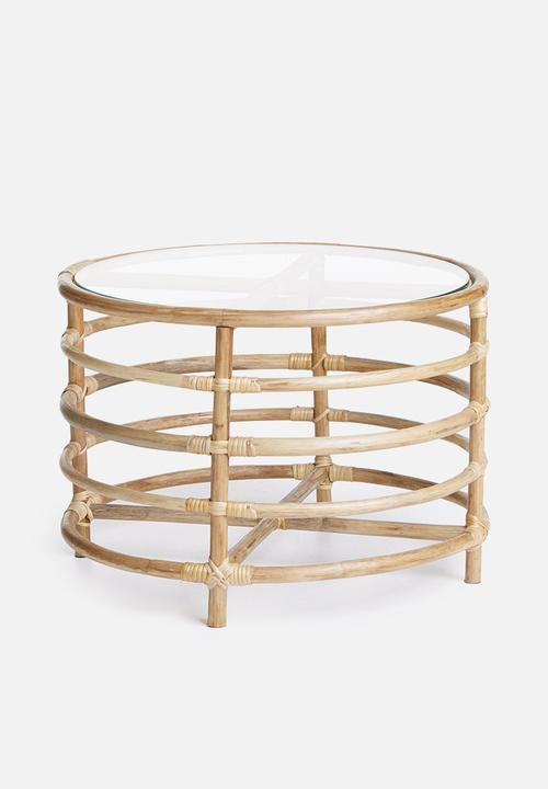 Sixth Floor - Bamboo table with glass top - brown 