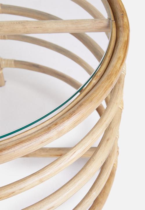 Sixth Floor - Bamboo table with glass top - brown 