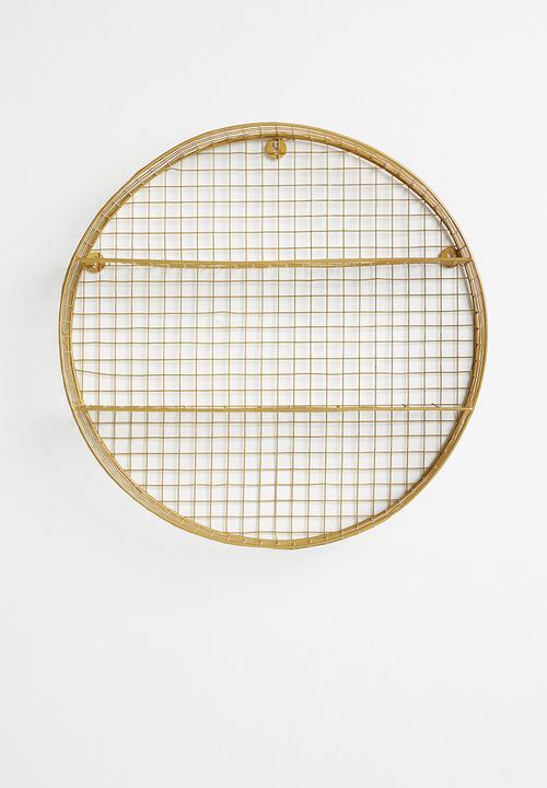 Sixth Floor - Round grid shelf - brass