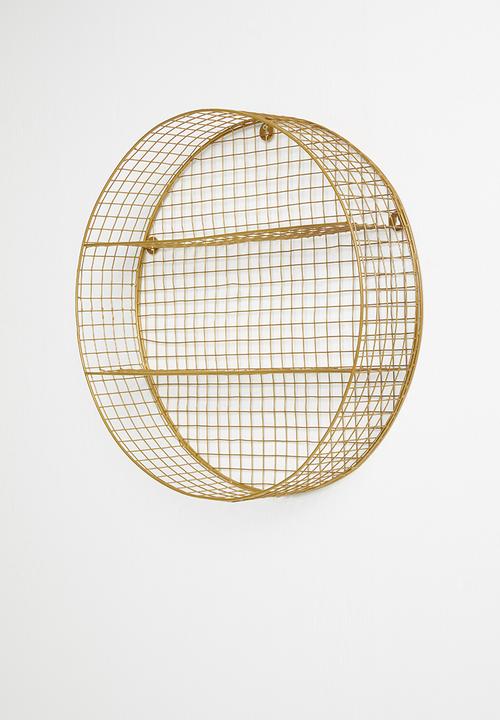 Sixth Floor - Round grid shelf - brass