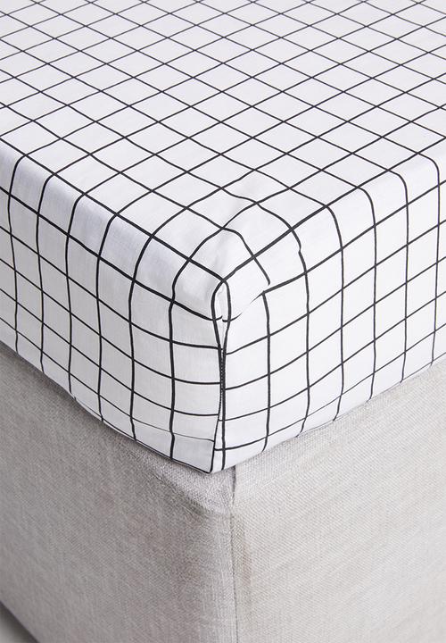 Sixth Floor - Check polycotton sheet set - black