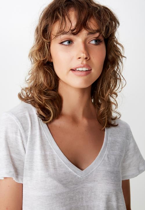 Cotton On - The deep v  - white & grey