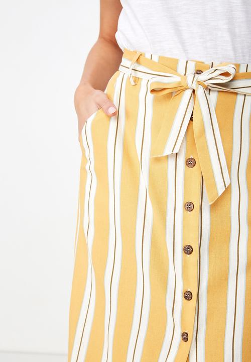 Cotton On - Woven willow midi skirt  - yellow & white 
