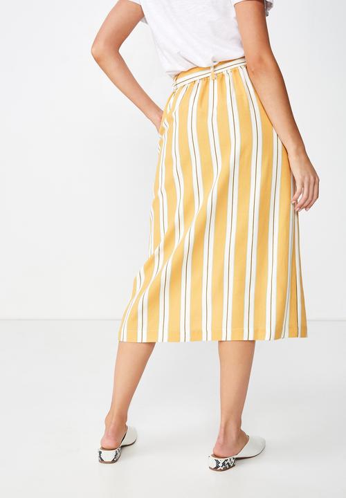 Cotton On - Woven willow midi skirt  - yellow & white 