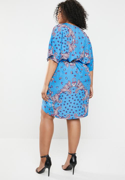 Missguided - Curve scarf front twist mini dress - blue