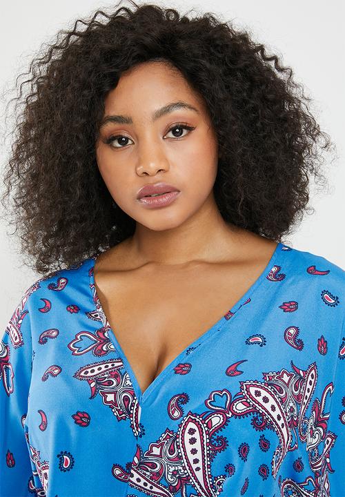 Missguided - Curve scarf front twist mini dress - blue