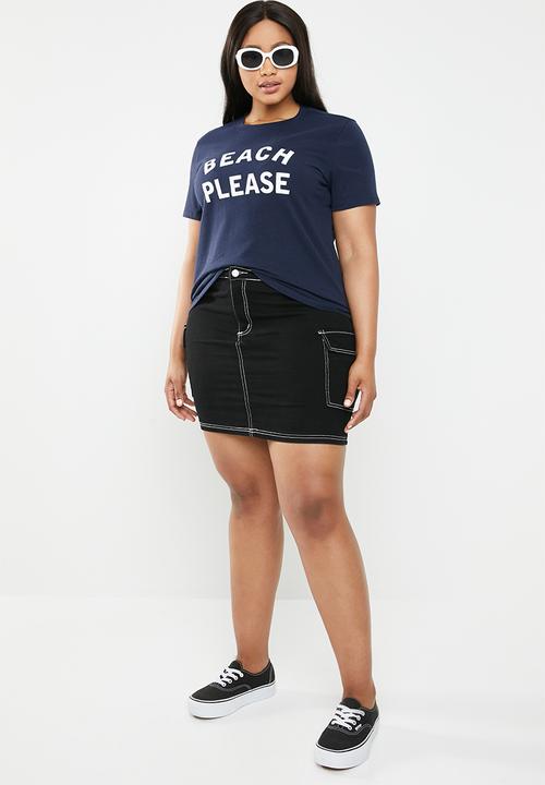 STYLE REPUBLIC PLUS - Beach please T-shirt navy & white