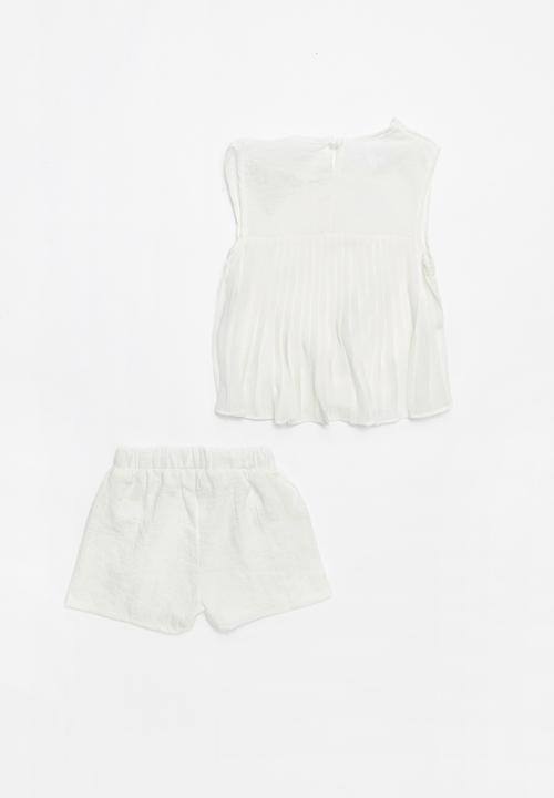 Pop Candy - Girls blouse and short set - white