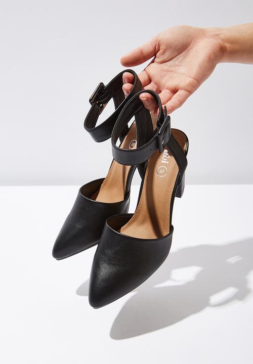 Cotton On - Faux leather buckle heel - black
