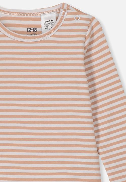 Cotton On - The long sleeve bubbysuit - white & brown