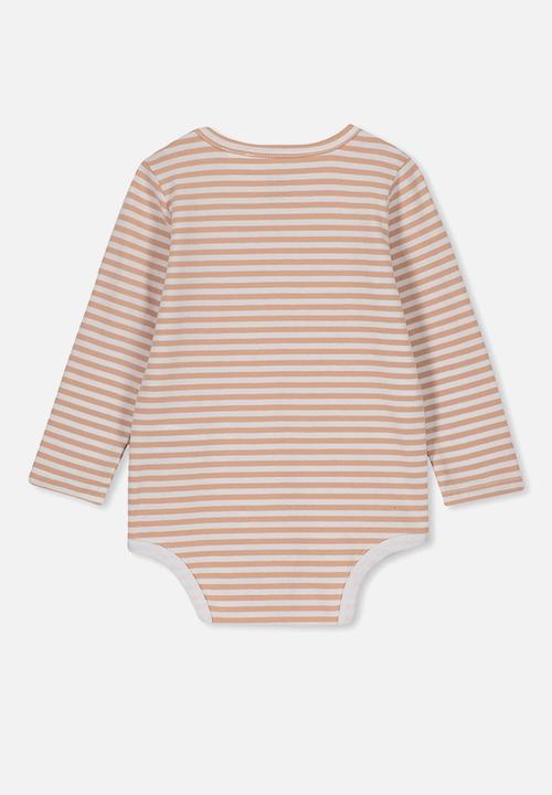 Cotton On - The long sleeve bubbysuit - white & brown