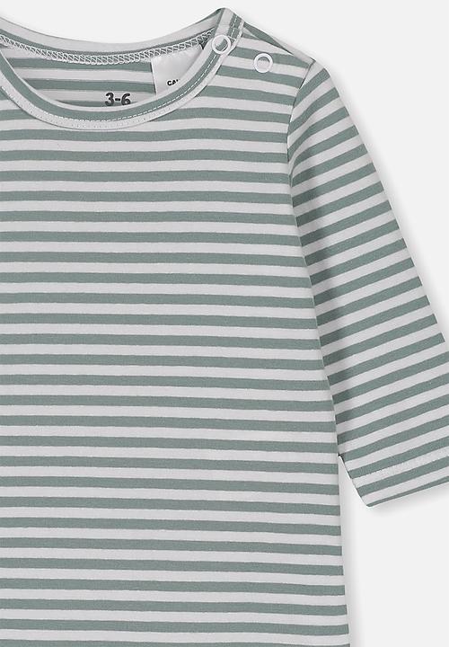 Cotton On - The long sleeve bubbysuit - grey & white 