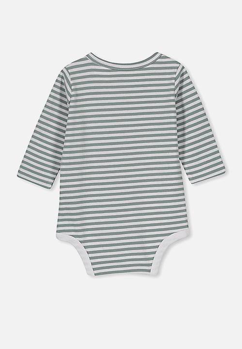 Cotton On - The long sleeve bubbysuit - grey & white 