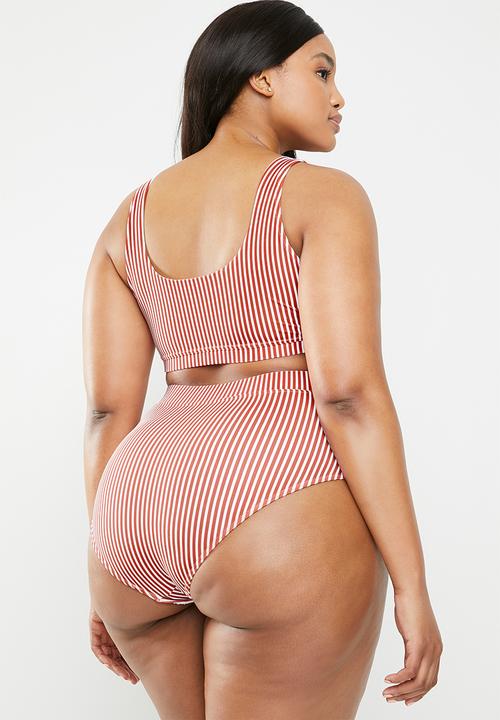 Superbalist - High waist bikini bottom - rust & white 