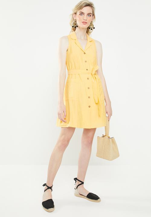 Vero Moda - Mabena short sleeve short shirt dress - yellow