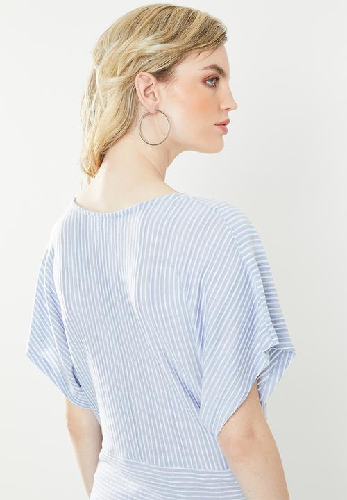 Jacqueline de Yong - Lora short sleeve dress - blue & white