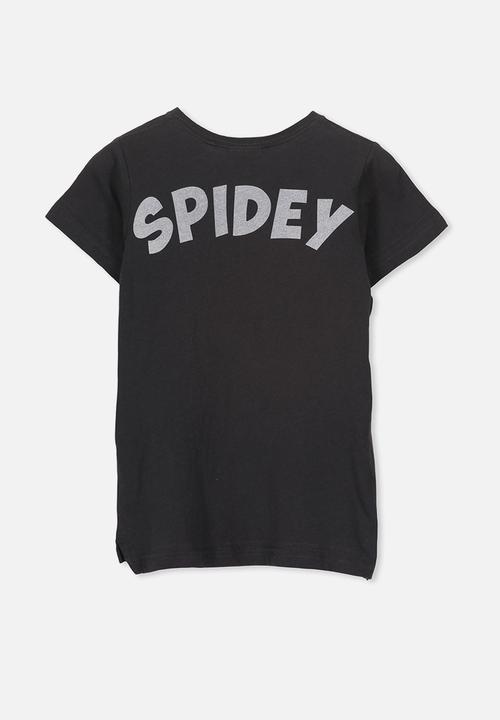 Cotton On - Short sleeve embroidered spiderman tee - black