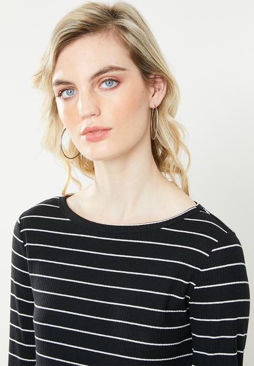 Jacqueline de Yong - Nevada stripe jersey top - black & white