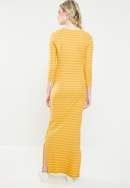 Jacqueline de Yong - Nevada stripe jersey midi dress - yellow & white