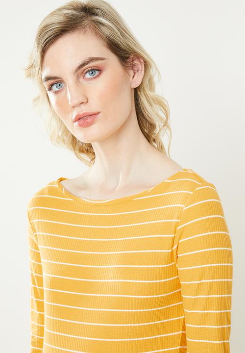 Jacqueline de Yong - Nevada stripe jersey midi dress - yellow & white