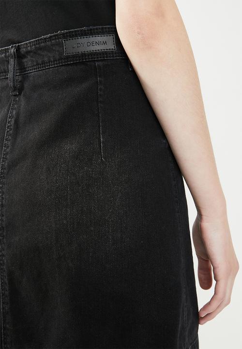 Jacqueline de Yong - Sara button through denim a line skirt - black