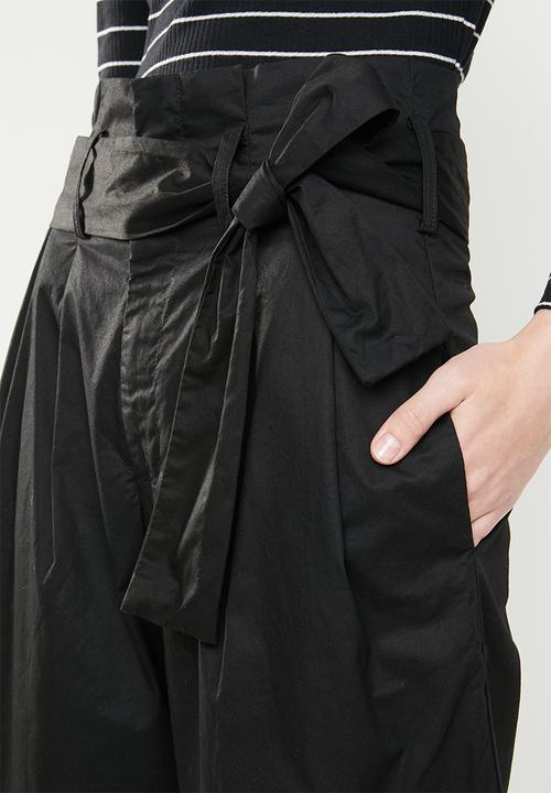 Jacqueline de Yong - Donna paperbag wide leg pants - black