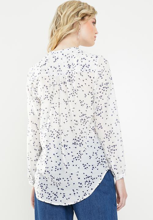 Jacqueline de Yong - Loop long sleeve shirt - white & blue