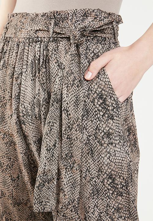 Superbalist - Snake skin paperbag trouser - black & brown