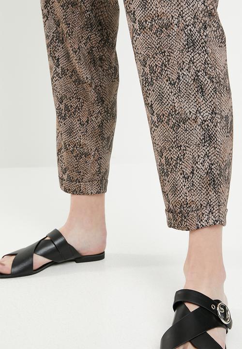 Superbalist - Snake skin paperbag trouser - black & brown