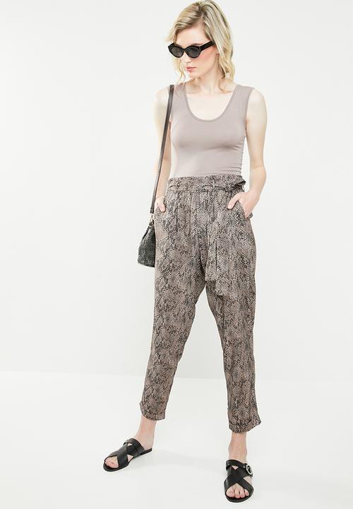 Superbalist - Snake skin paperbag trouser - black & brown