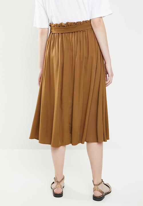 Superbalist - Midi button through skirt - brown