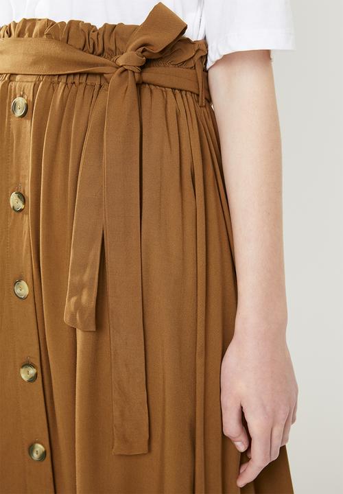 Superbalist - Midi button through skirt - brown