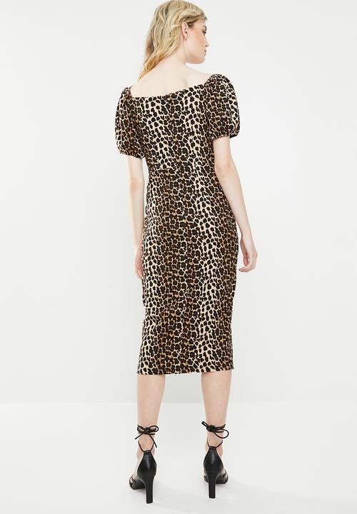 Superbalist - Square neckline bodycon - beige & black 