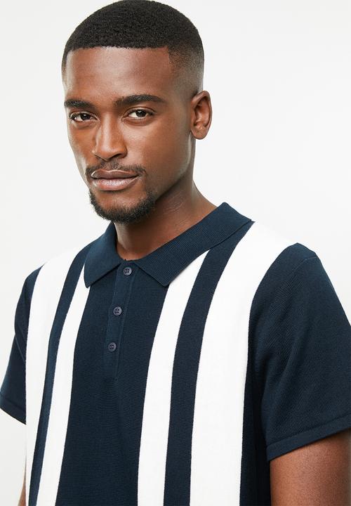 Jack & Jones - Stripe short sleeve polo - navy