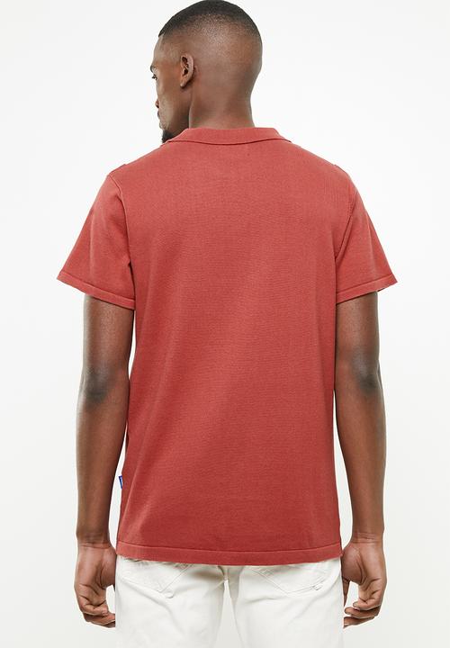 Jack & Jones - Stripe short sleeve polo - rust