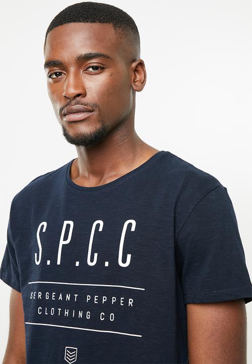 S.P.C.C - Scoop hem logo short sleeve tee - navy