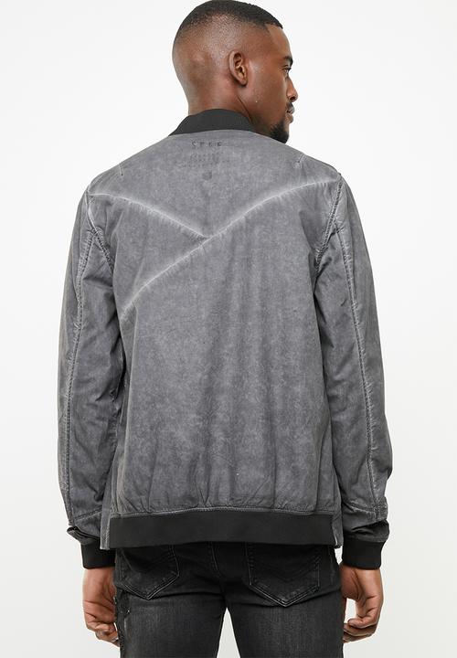S.P.C.C - Dirty dye bomber jacket - black & grey