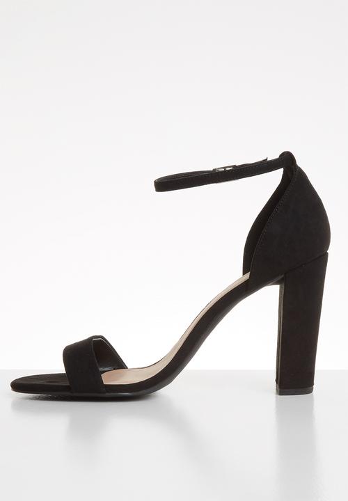 New Look - Wide fit ankle strap block heels - black