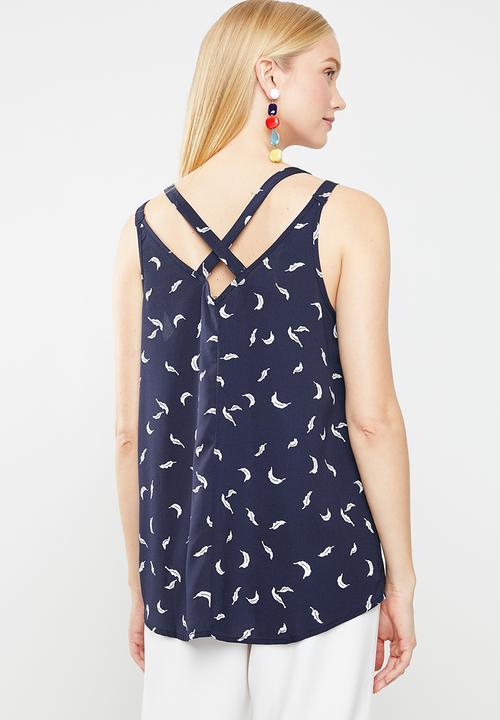 Revenge - Crossback printed cami - navy