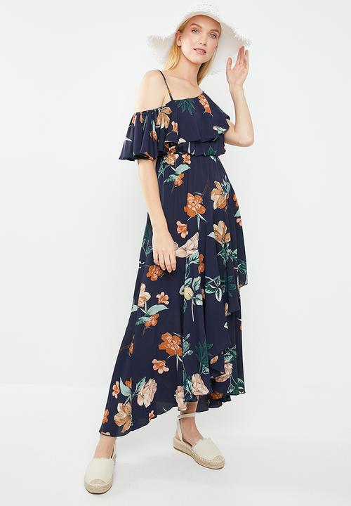 Revenge - Chiffon off shoulder maxi - multi 
