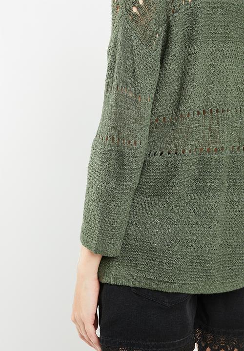 Jacqueline de Yong - Sorbet 3/4 sleeve pullover knit - green