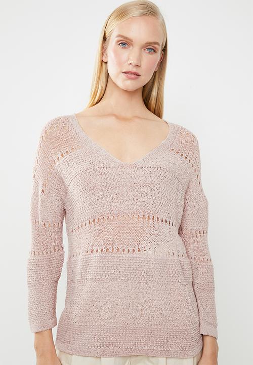 Jacqueline de Yong - Sorbet 3/4 sleeve pullover knit - pink