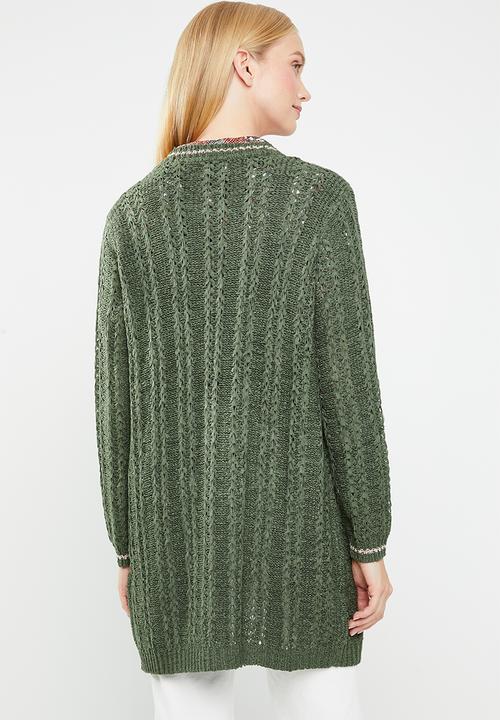 Jacqueline de Yong - Mynte long sleeve cardigan - green
