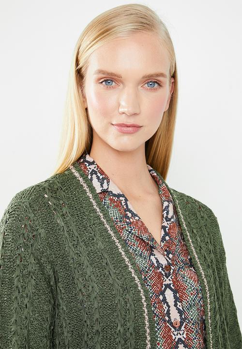 Jacqueline de Yong - Mynte long sleeve cardigan - green