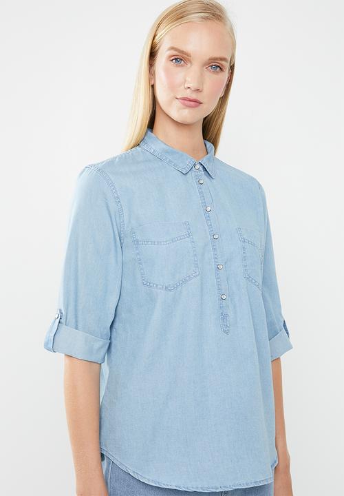 Jacqueline de Yong - Shine 3/4 sleeve shirt - blue
