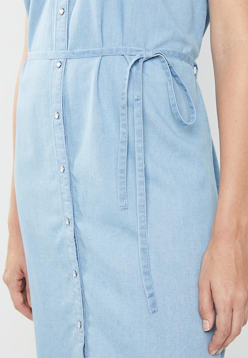 Jacqueline de Yong - Shine belted shirt dress - blue