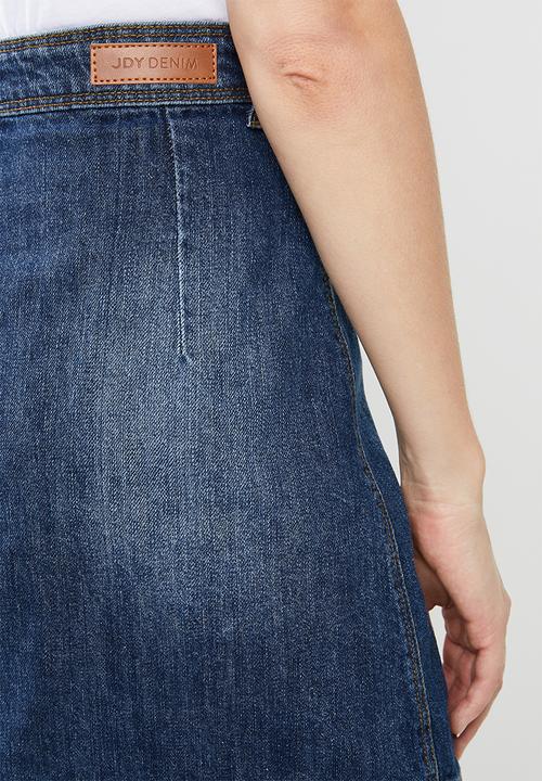 Jacqueline de Yong - Sara button through denim a line skirt - blue
