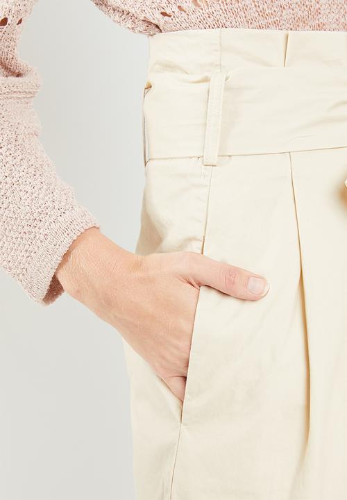Jacqueline de Yong - Donna paperbag wide leg pants - beige